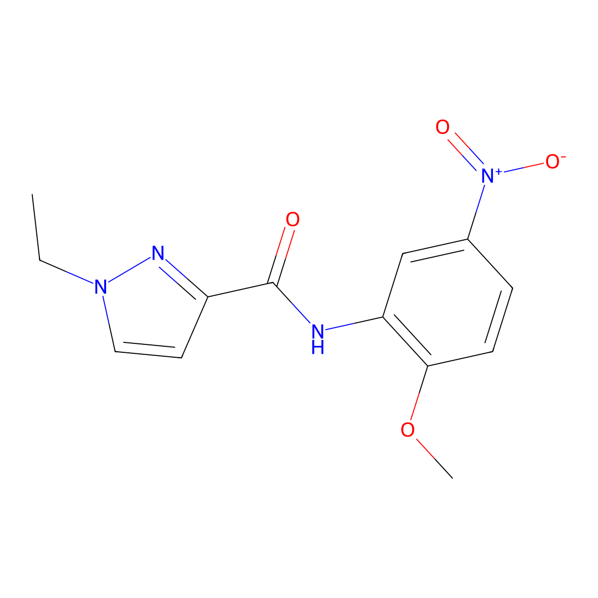 1-ethyl-N-(2-methoxy-5-nitrophenyl)-1H-pyrazole-3-carboxamide molecular structure, CAS 490031-35-1