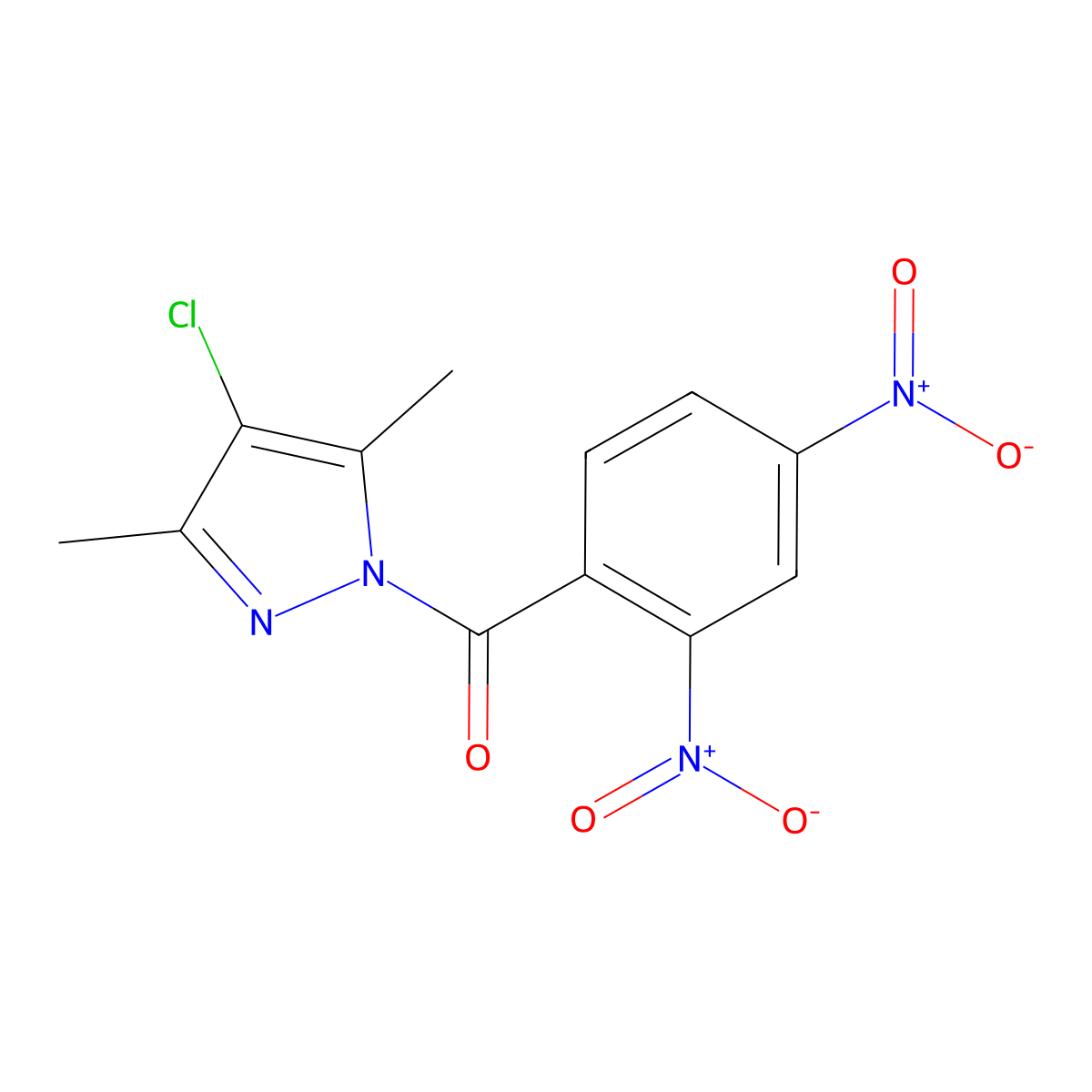 (4-Chloro-3,5-dimethylpyrazol-1-yl)-(2,4-dinitrophenyl)methanone molecular structure, CAS 490031-56-6
