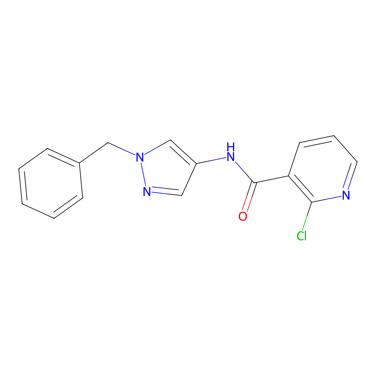 N-(1-benzylpyrazol-4-yl)-2-chloropyridine-3-carboxamide molecular structure, CAS 490032-30-9