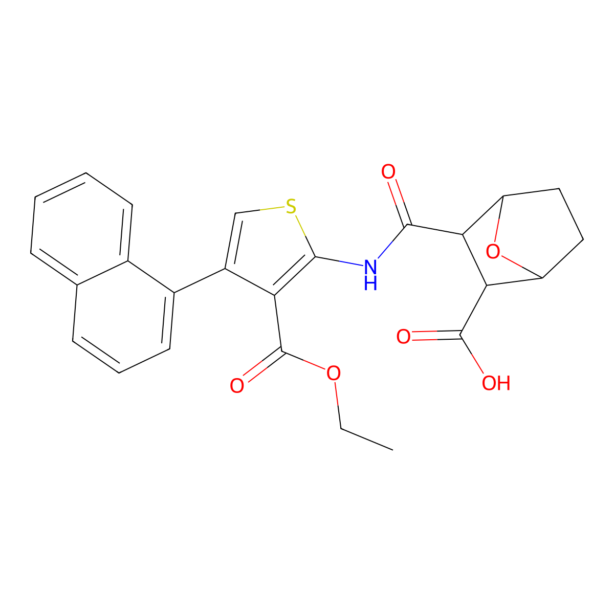 3-({[3-(Ethoxycarbonyl)-4-(1-naphthyl)-2-thienyl]amino}carbonyl)-7-oxabicyclo[2.2.1]heptane-2-carboxylic acid molecular structure, CAS 490032-34-3