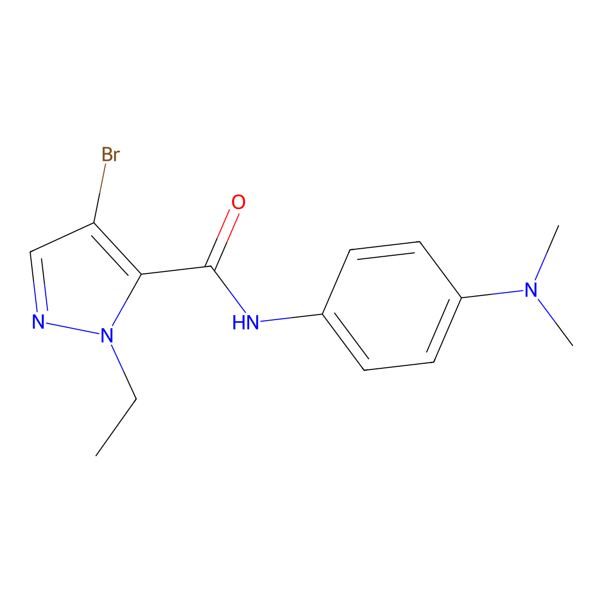 4-bromo-N-[4-(dimethylamino)phenyl]-1-ethyl-1H-pyrazole-5-carboxamide molecular structure, CAS 490032-37-6