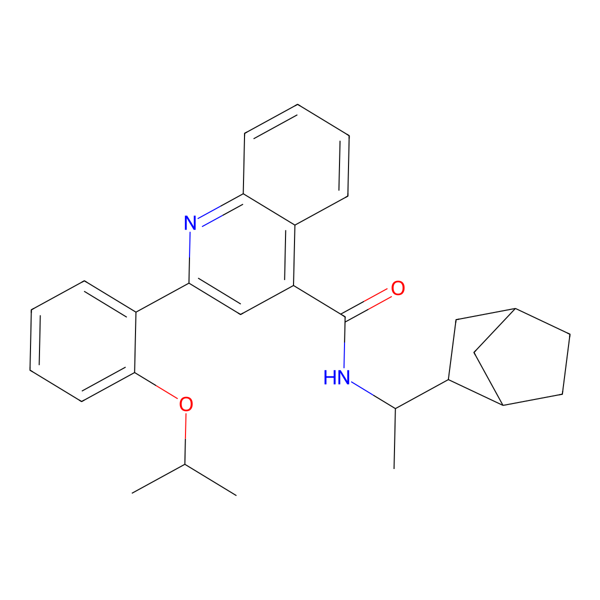 N-(1-bicyclo[2.2.1]hept-2-ylethyl)-2-(2-isopropoxyphenyl)-4-quinolinecarboxamide molecular structure, CAS 490032-46-7