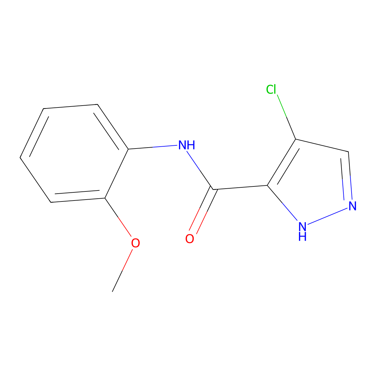 4-chloro-N-(2-methoxyphenyl)-1H-pyrazole-3-carboxamide molecular structure, CAS 490033-03-9