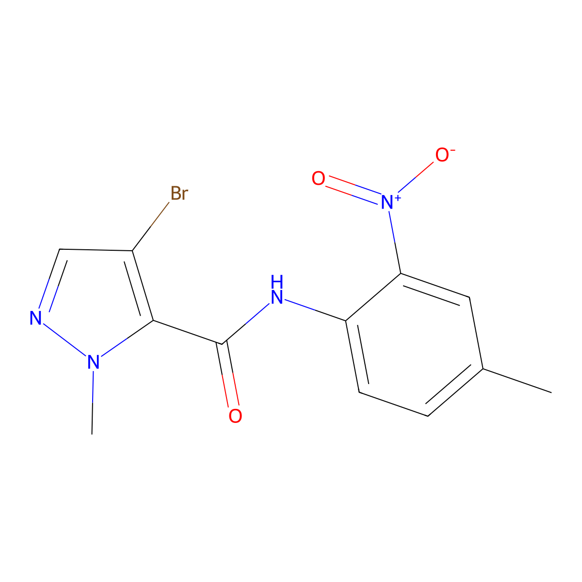 4-bromo-2-methyl-N-(4-methyl-2-nitrophenyl)pyrazole-3-carboxamide molecular structure, CAS 490033-04-0
