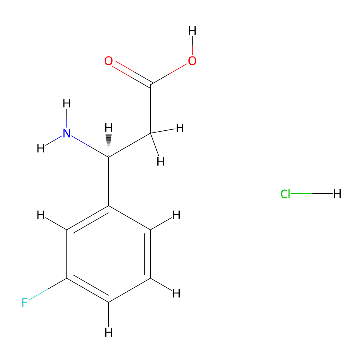 (S)-3-Amino-3-(3-fluorophenyl)propanoic acid hydrochloride molecular structure, CAS 490034-80-5