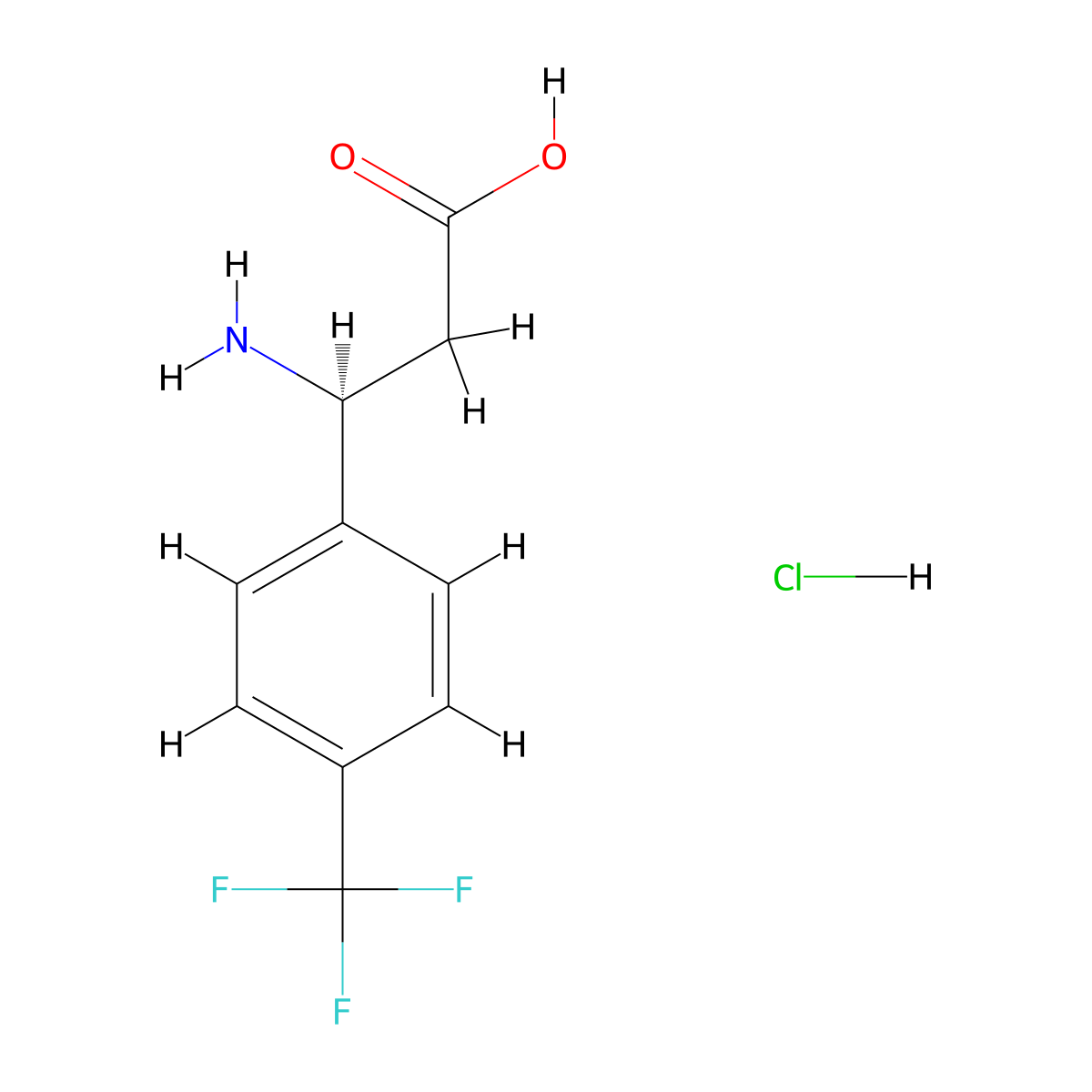 (3S)-3-amino-3-[4-(trifluoromethyl)phenyl]propanoic acid hydrochloride molecular structure, CAS 490034-87-2