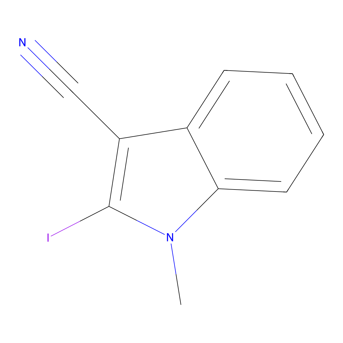 2-Iodo-1-methyl-1H-indole-3-carbonitrile molecular structure, CAS 490039-77-5