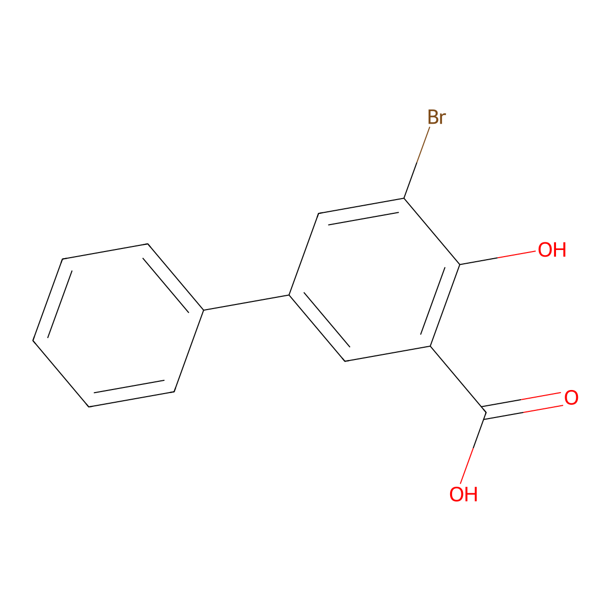 5-Bromo-4-hydroxy-[1,1'-biphenyl]-3-carboxylic acid molecular structure, CAS 4906-68-7