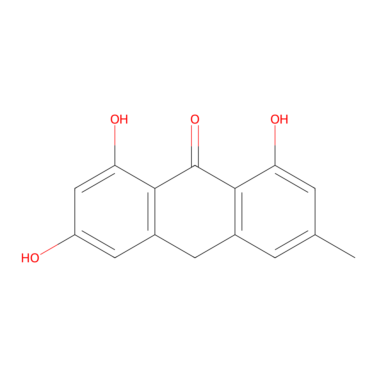 1,3,8-Trihydroxy-6-methyl-9(10H)-anthracenone molecular structure, CAS 491-60-1