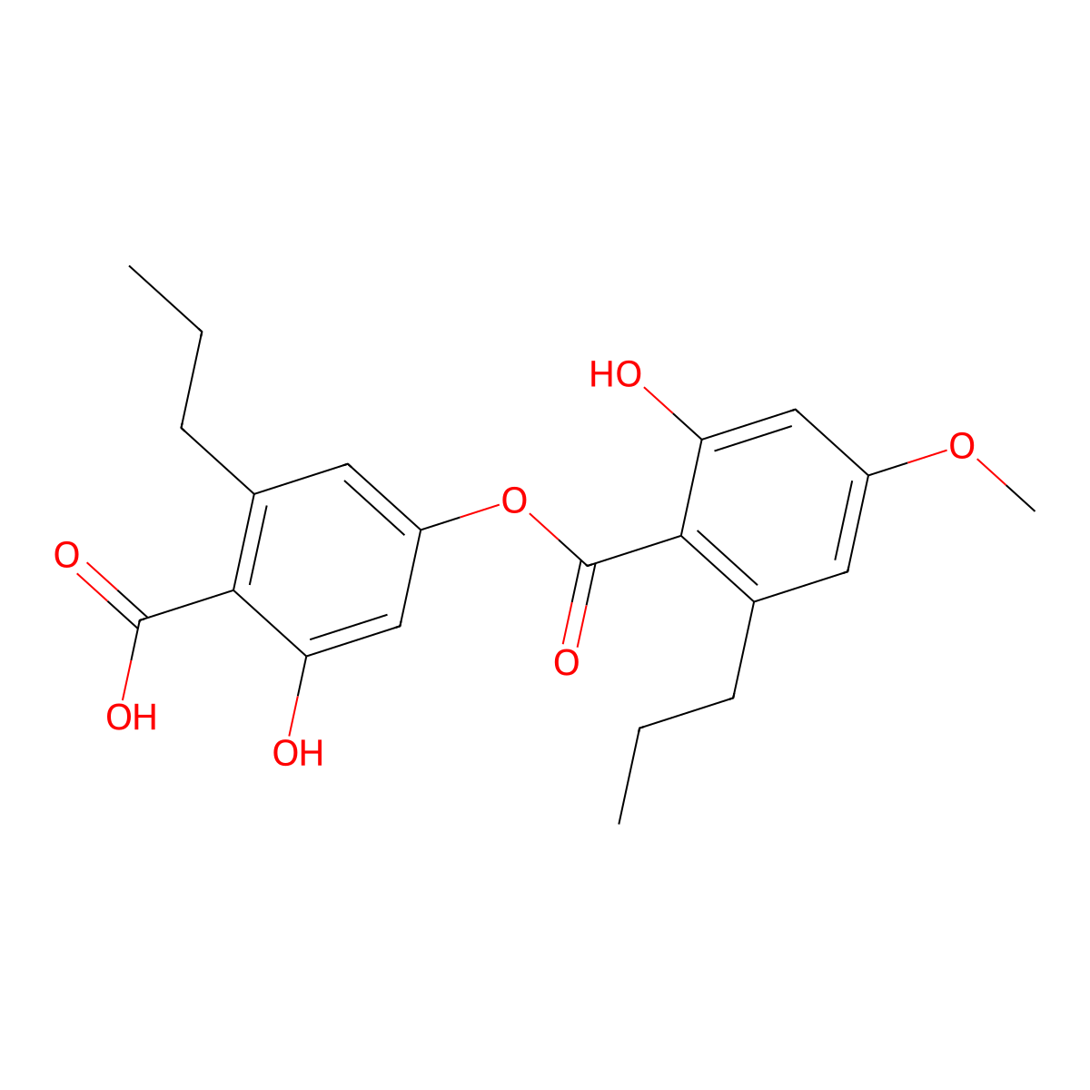 Divaricatic acid molecular structure, CAS 491-62-3