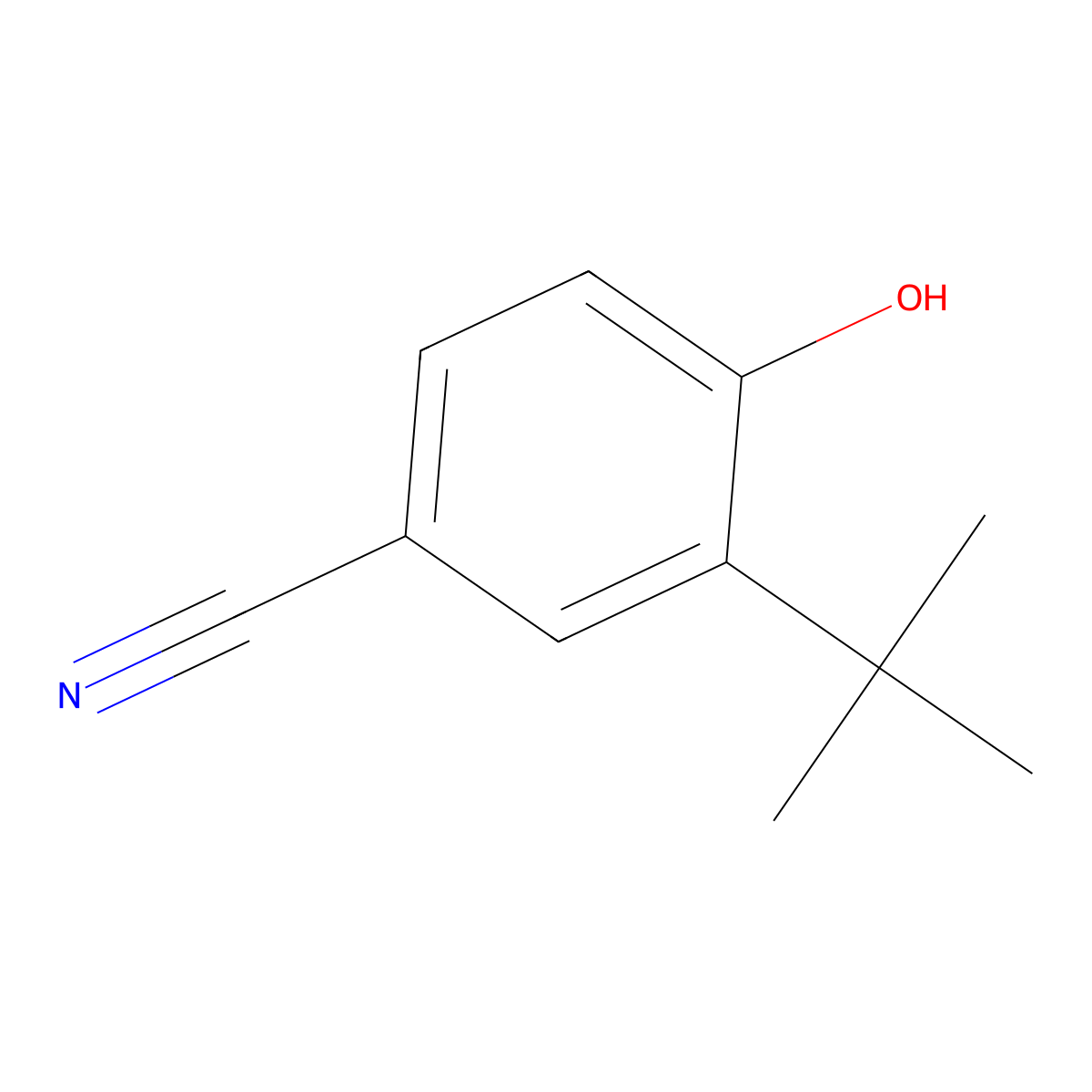 3-(tert-Butyl)-4-hydroxybenzonitrile molecular structure, CAS 4910-04-7