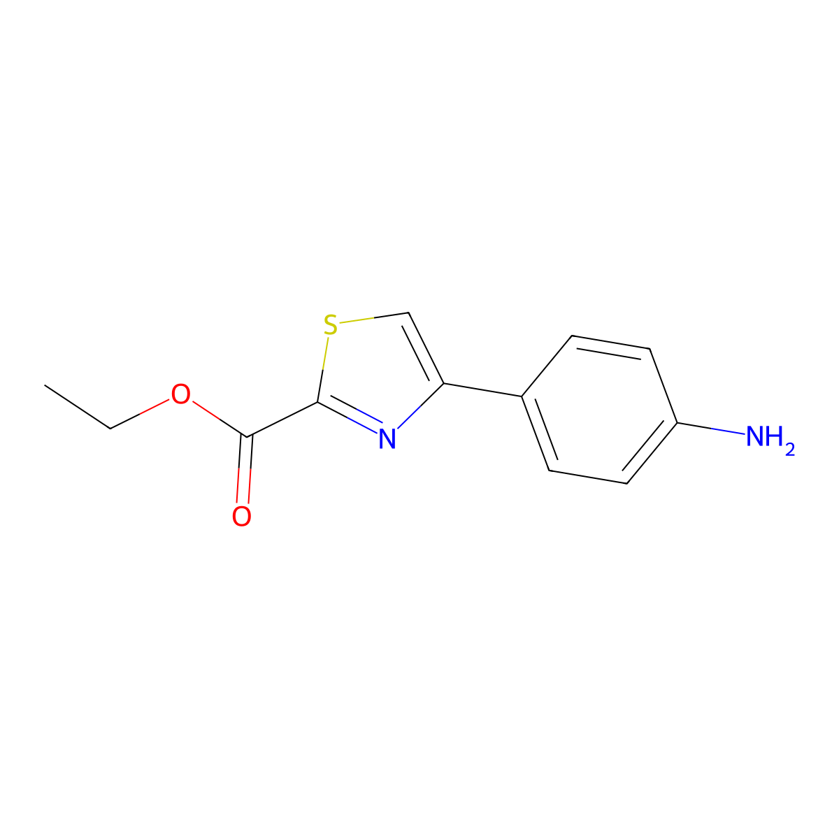 Ethyl 4-(4-aminophenyl)thiazole-2-carboxylate molecular structure, CAS 491577-82-3