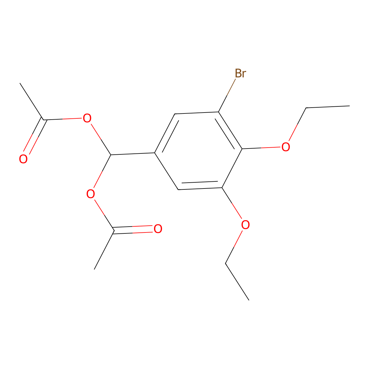 (Acetyloxy)(3-bromo-4,5-diethoxyphenyl)methyl acetate molecular structure, CAS 491581-03-4