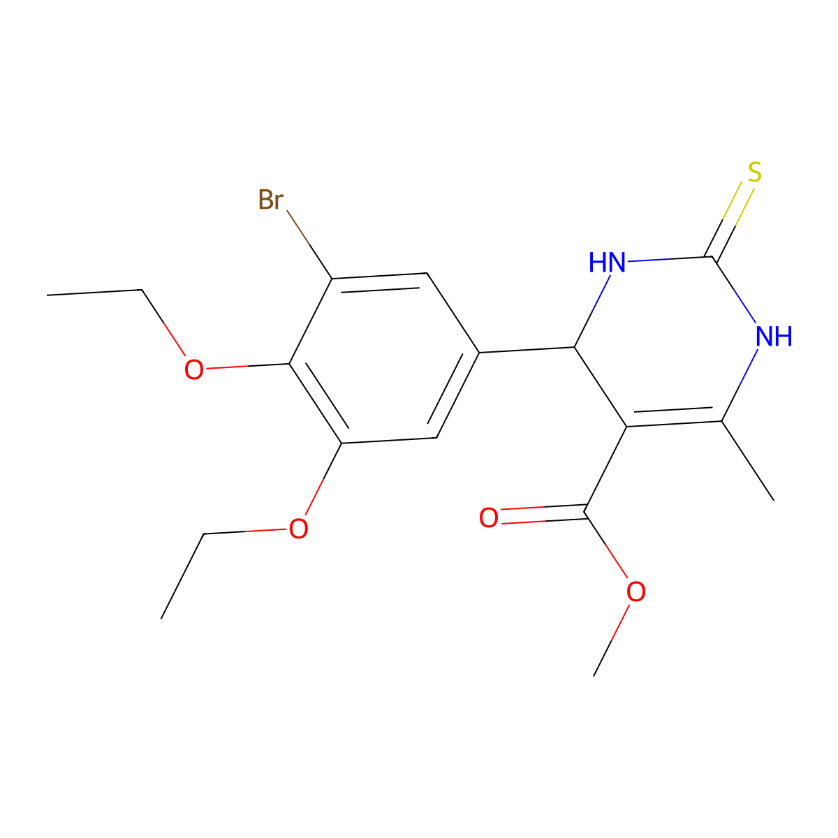 methyl 4-(3-bromo-4,5-diethoxyphenyl)-6-methyl-2-sulfanylidene-3,4-dihydro-1H-pyrimidine-5-carboxylate molecular structure, CAS 491581-42-1