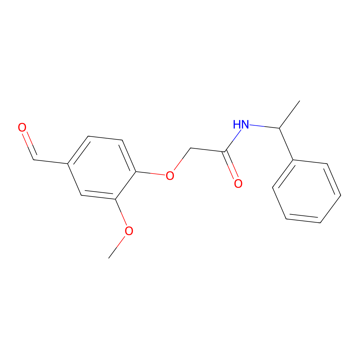 2-(4-formyl-2-methoxyphenoxy)-N-(1-phenylethyl)acetamide molecular structure, CAS 491581-46-5