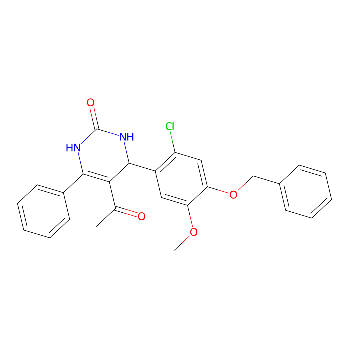 5-acetyl-4-(2-chloro-5-methoxy-4-phenylmethoxyphenyl)-6-phenyl-3,4-dihydro-1H-pyrimidin-2-one molecular structure, CAS 491581-60-3