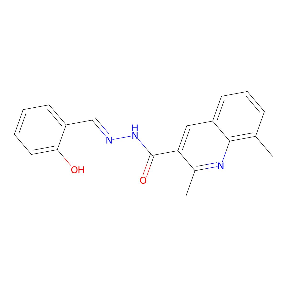 N'-(2-hydroxybenzylidene)-2,8-dimethyl-3-quinolinecarbohydrazide molecular structure, CAS 491586-42-6