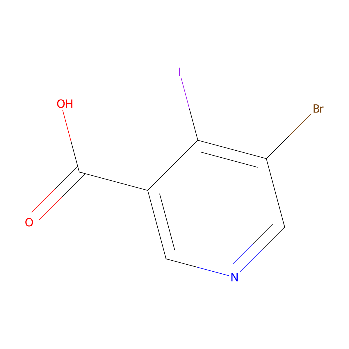 5-Bromo-4-iodopyridine-3-carboxylic acid molecular structure, CAS 491588-98-8