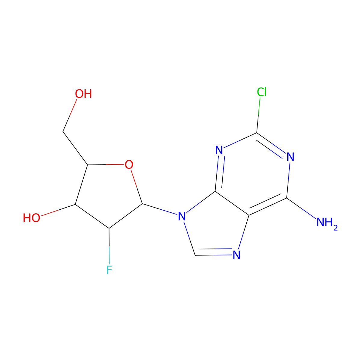 5-(6-Amino-2-chloro-9-purinyl)-4-fluoro-2-(hydroxymethyl)-3-oxolanol molecular structure, CAS 491594-60-6