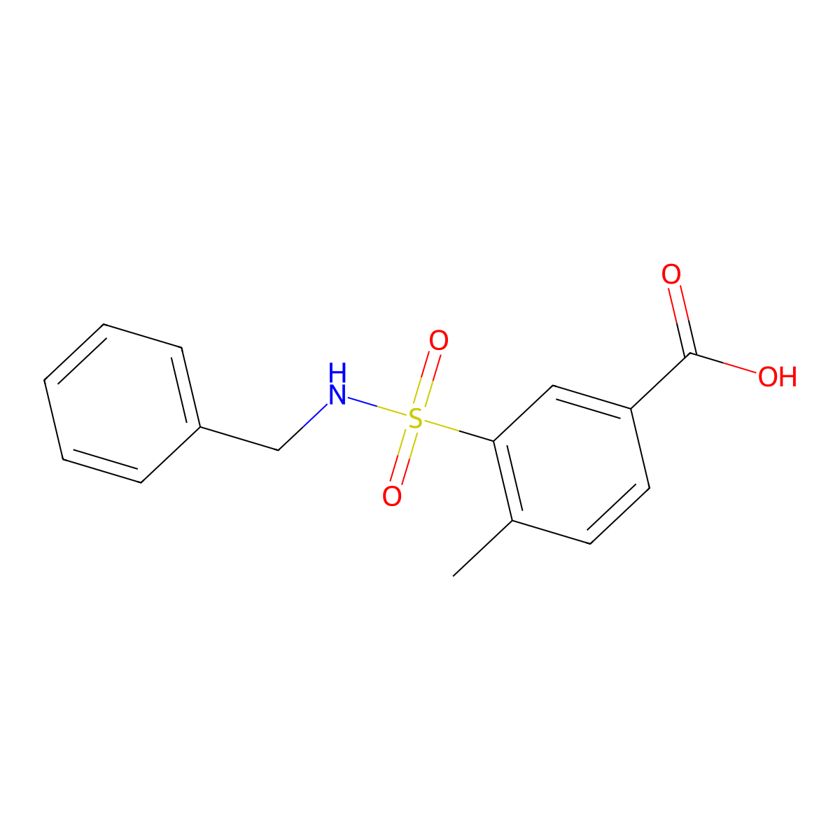 3-(Benzylsulfamoyl)-4-methylbenzoic acid molecular structure, CAS 491598-42-6