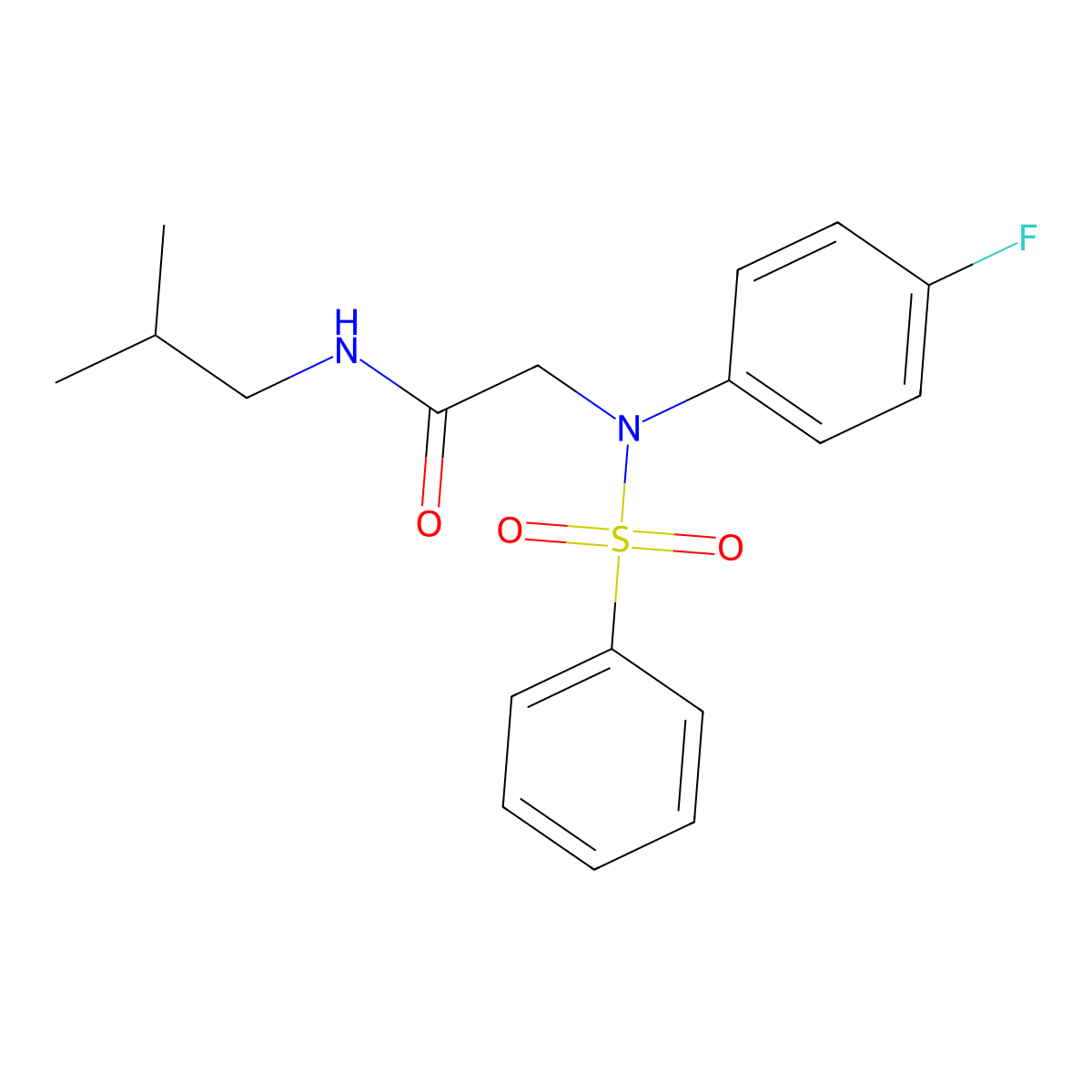 2-[N-(benzenesulfonyl)-4-fluoroanilino]-N-(2-methylpropyl)acetamide molecular structure, CAS 491598-56-2