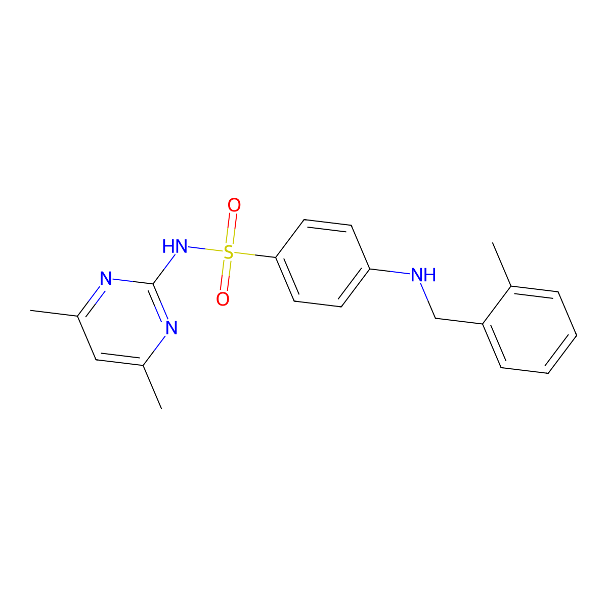 N-(4,6-Dimethylpyrimidin-2-yl)-4-((2-methylbenzyl)amino)benzenesulfonamide molecular structure, CAS 491600-31-8