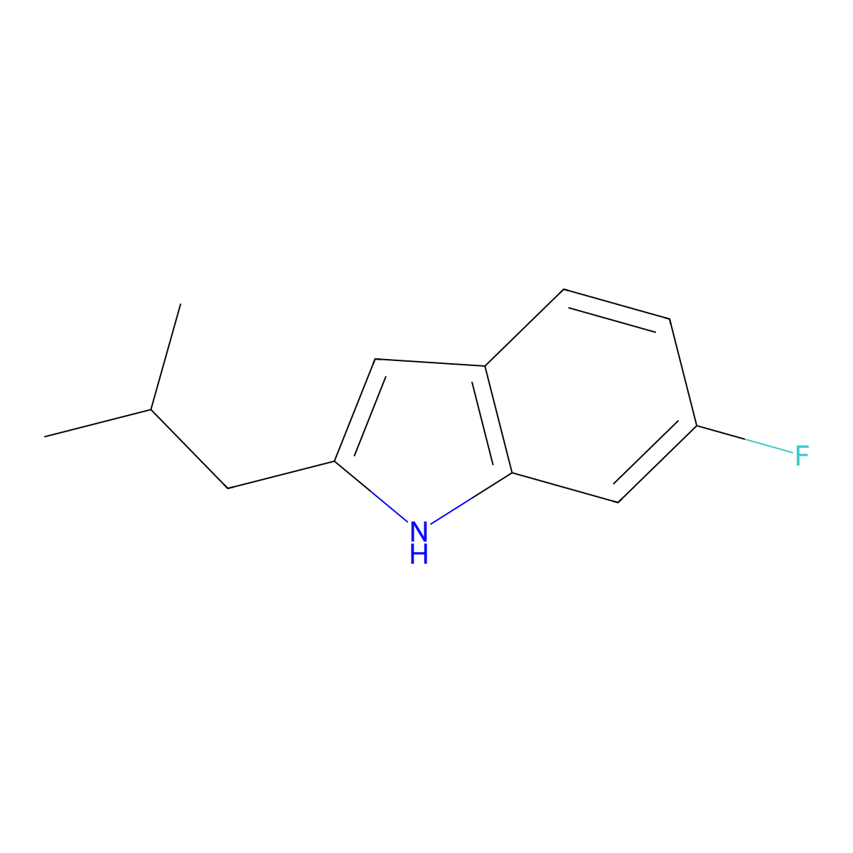 6-Fluoro-2-(2-methylpropyl)-1H-indole molecular structure, CAS 491601-36-6