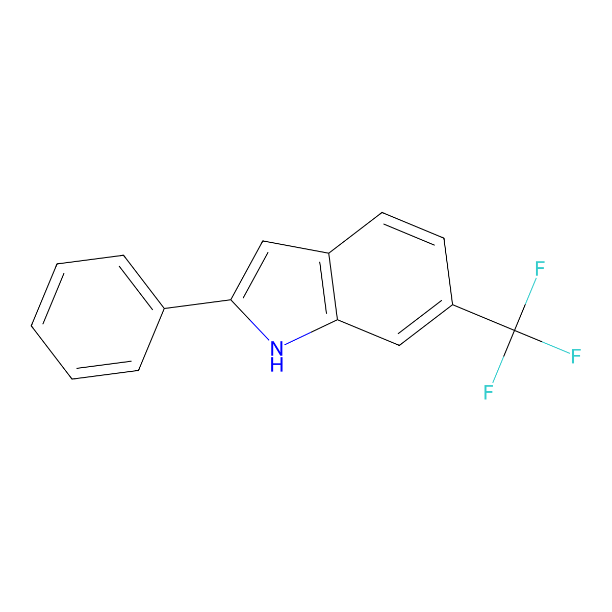 2-phenyl-6-(trifluoromethyl)-1H-indole molecular structure, CAS 491601-37-7