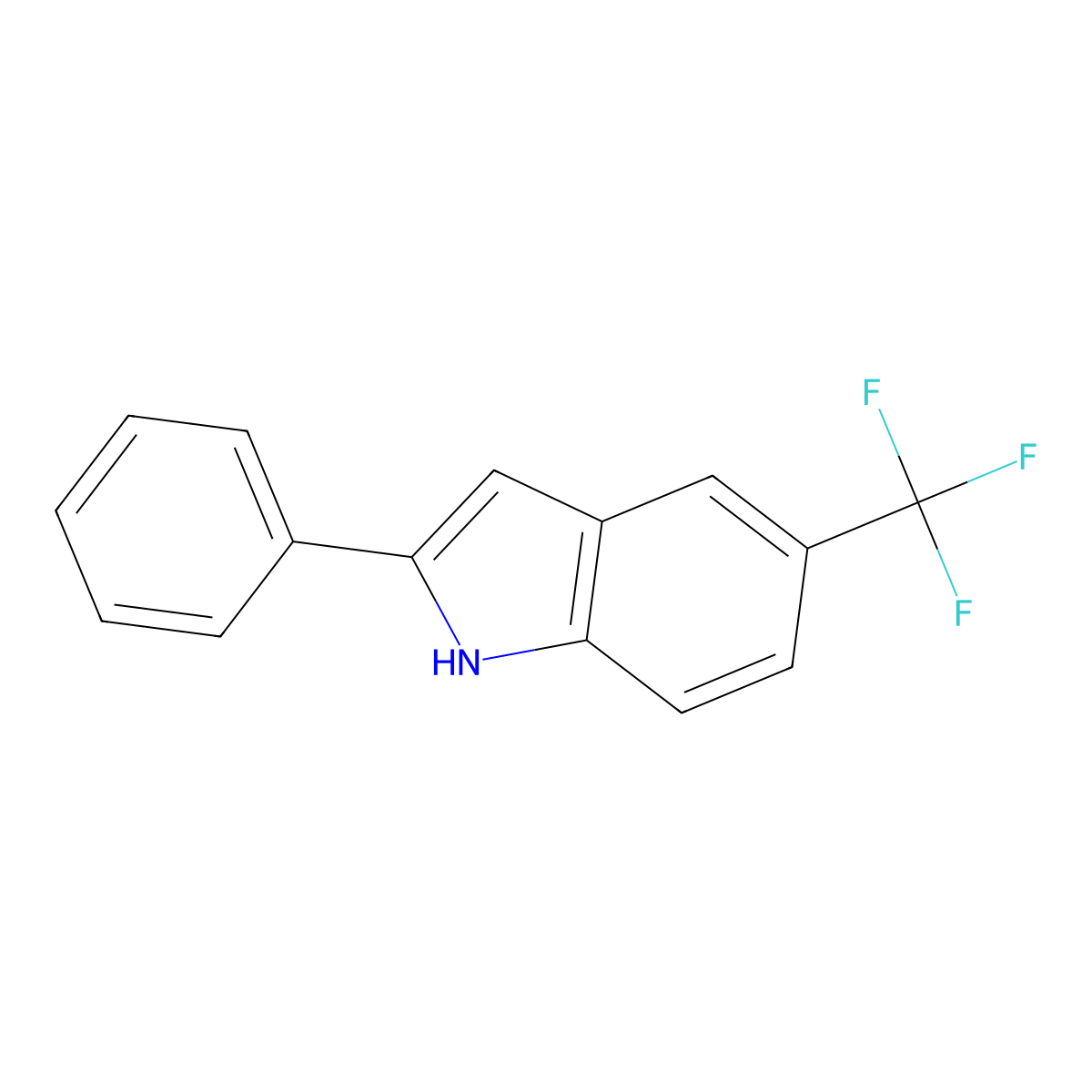2-phenyl-5-(trifluoromethyl)-1H-indole molecular structure, CAS 491601-38-8