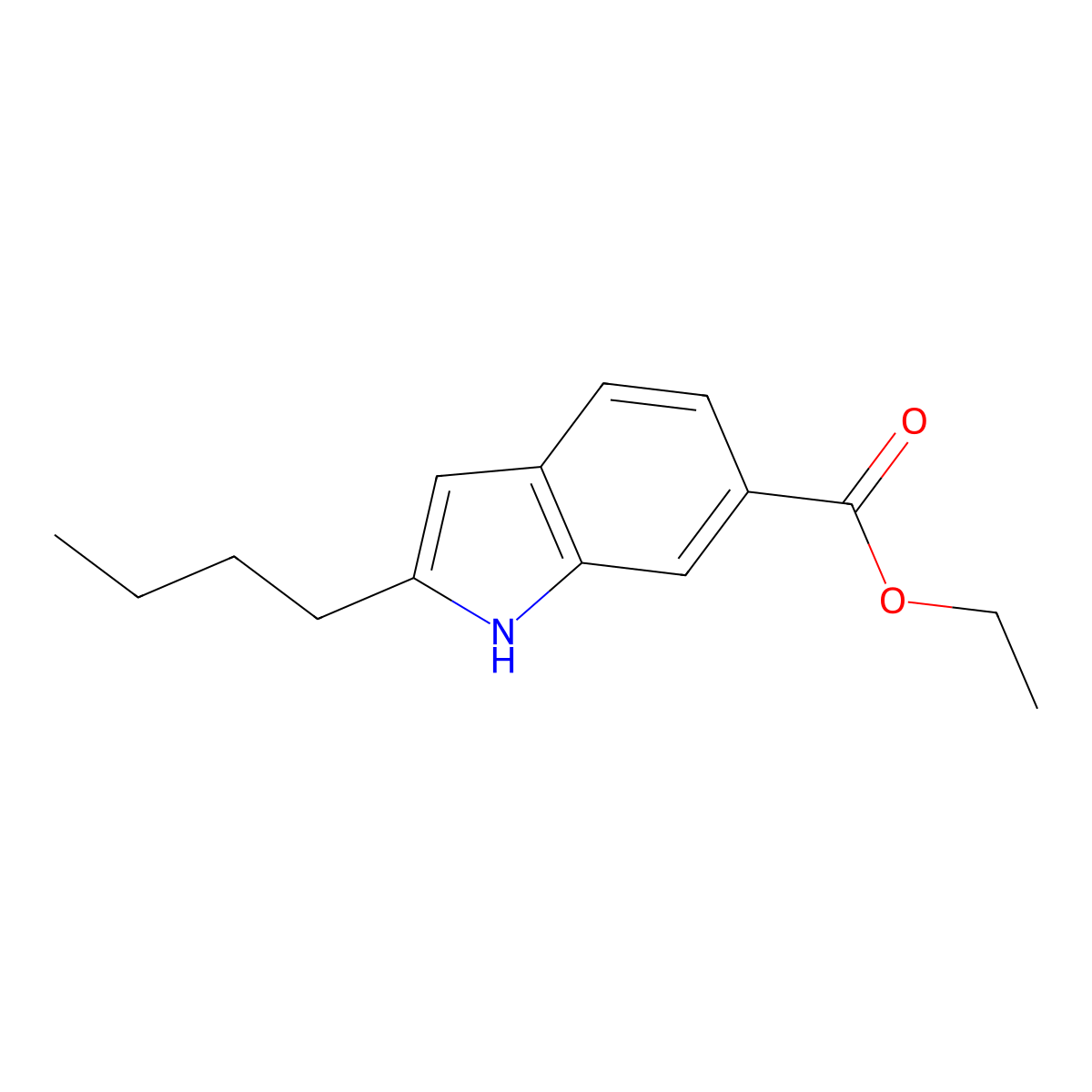 Ethyl 2-butyl-1H-indole-6-carboxylate molecular structure, CAS 491601-40-2