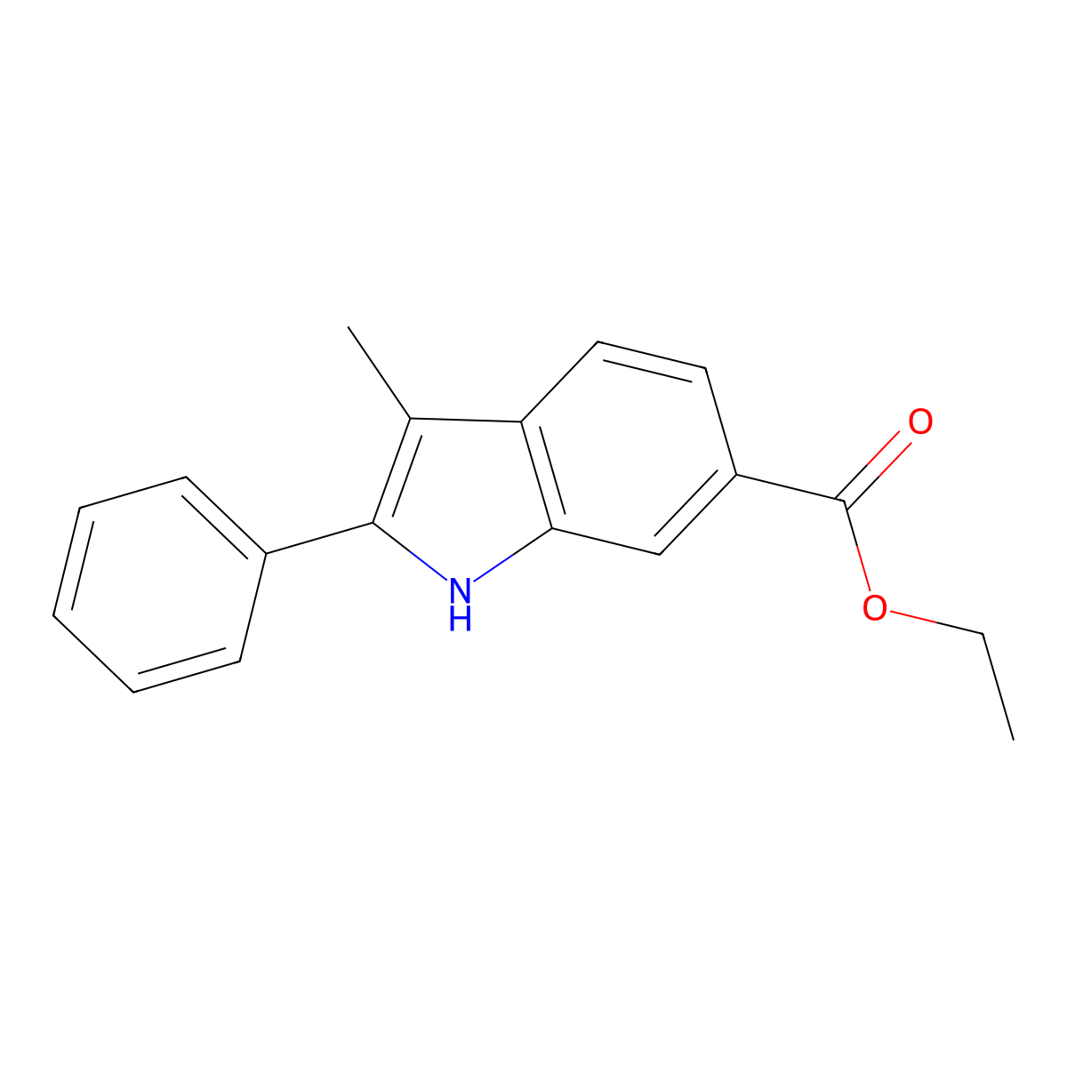 Ethyl 3-methyl-2-phenyl-1H-indole-6-carboxylate molecular structure, CAS 491601-45-7