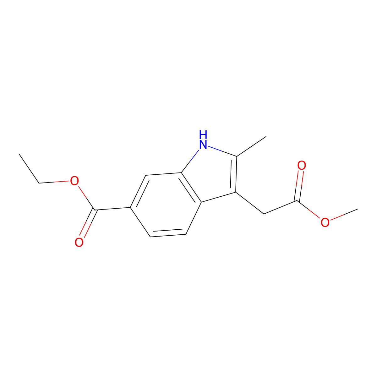 Ethyl 3-(2-methoxy-2-oxoethyl)-2-methyl-1H-indole-6-carboxylate molecular structure, CAS 491601-46-8