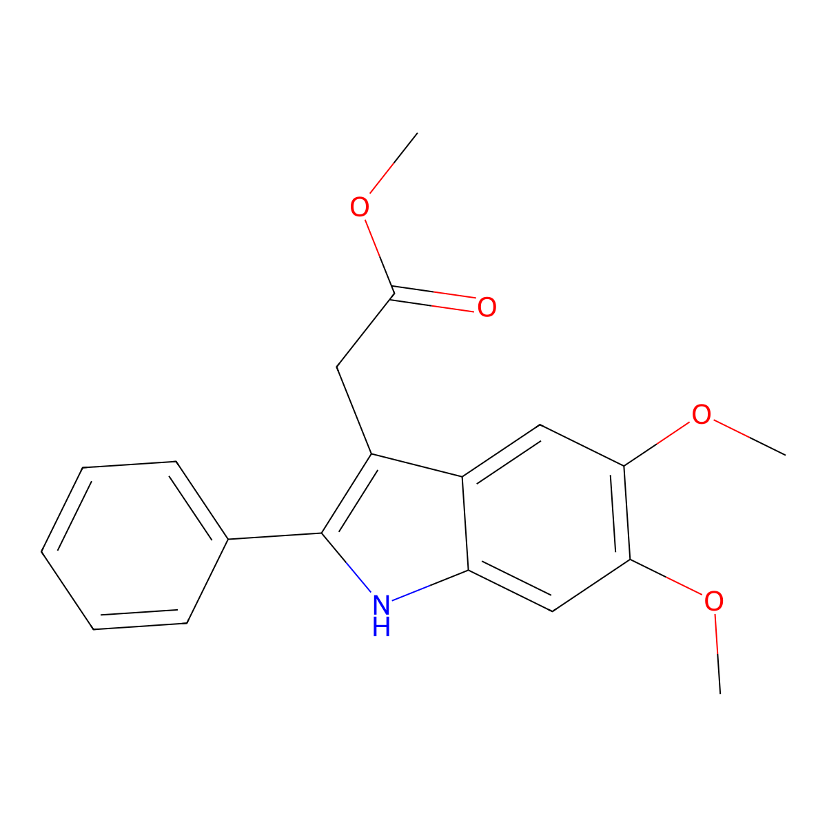 methyl 2-(5,6-dimethoxy-2-phenyl-1H-indol-3-yl)acetate molecular structure, CAS 491601-47-9