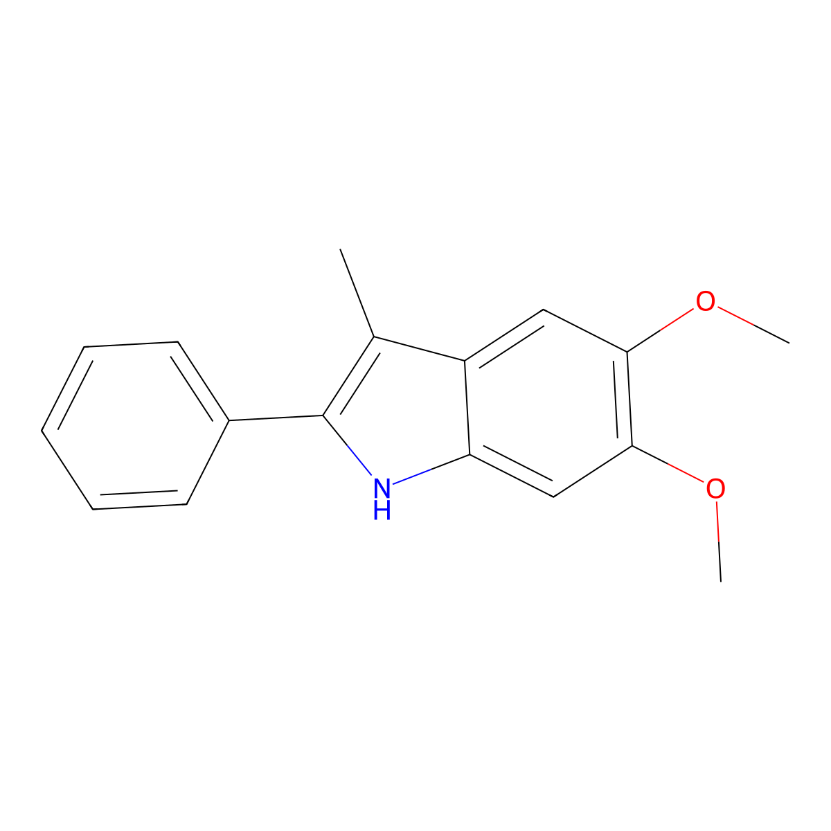 5,6-Dimethoxy-3-methyl-2-phenyl-1H-indole molecular structure, CAS 491601-48-0