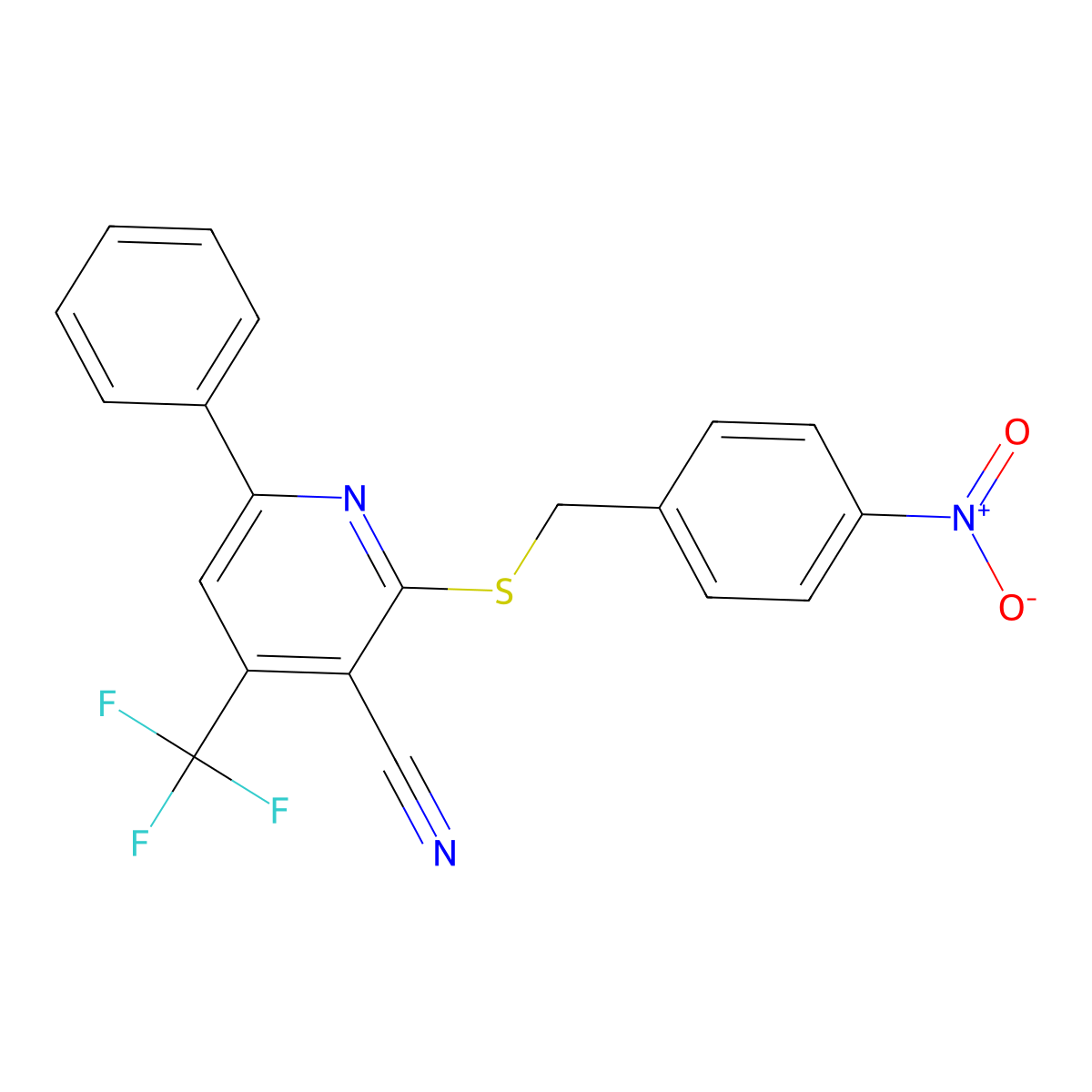 2-({4-Nitrobenzyl}sulfanyl)-6-phenyl-4-(trifluoromethyl)nicotinonitrile molecular structure, CAS 491601-93-5