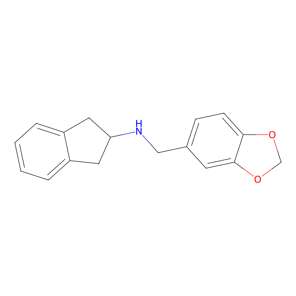 N-(1,3-benzodioxol-5-ylmethyl)-2,3-dihydro-1H-inden-2-amine molecular structure, CAS 491604-21-8