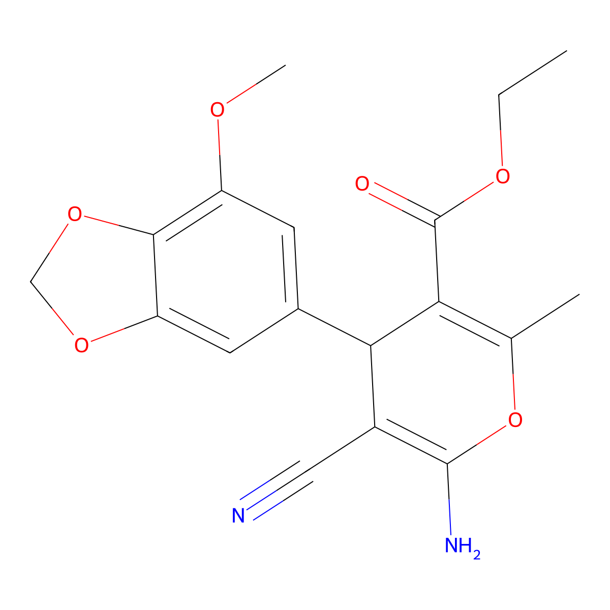 ethyl 6-amino-5-cyano-4-(7-methoxy-1,3-benzodioxol-5-yl)-2-methyl-4H-pyran-3-carboxylate molecular structure, CAS 491614-27-8