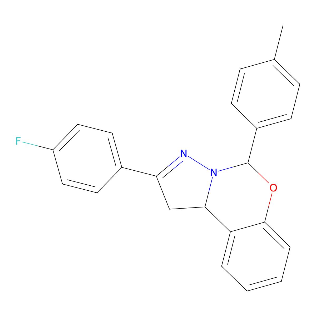 2-(4-Fluorophenyl)-5-(4-methylphenyl)-1,10b-dihydropyrazolo[1,5-c][1,3]benzoxazine molecular structure, CAS 491615-74-8