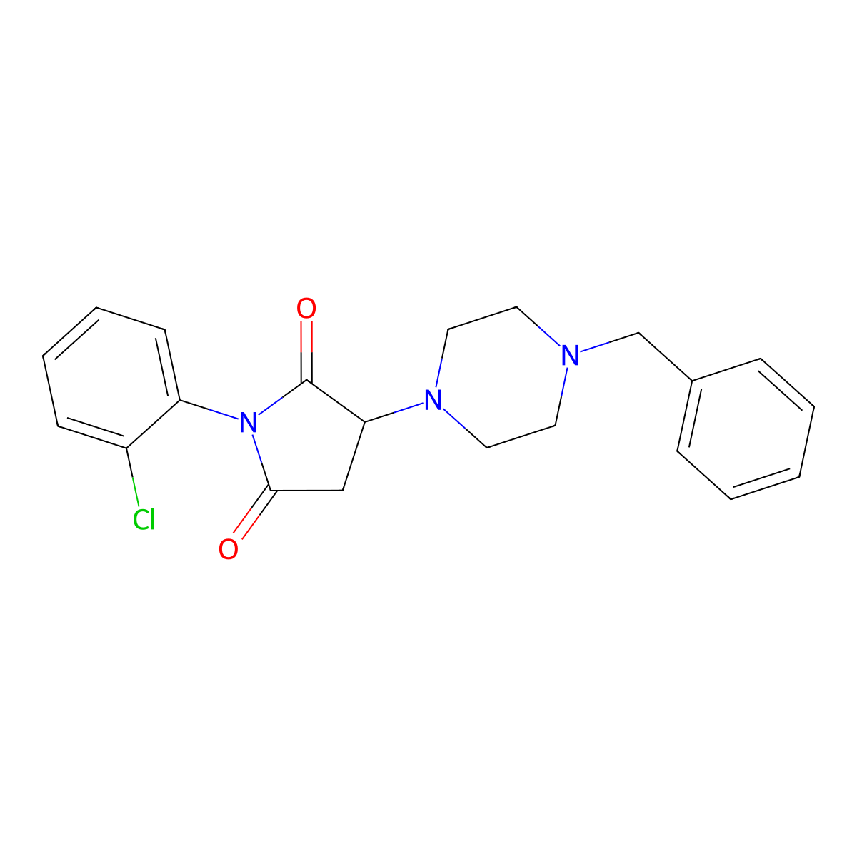 3-(4-Benzylpiperazin-1-yl)-1-(2-chlorophenyl)pyrrolidine-2,5-dione molecular structure, CAS 491615-85-1