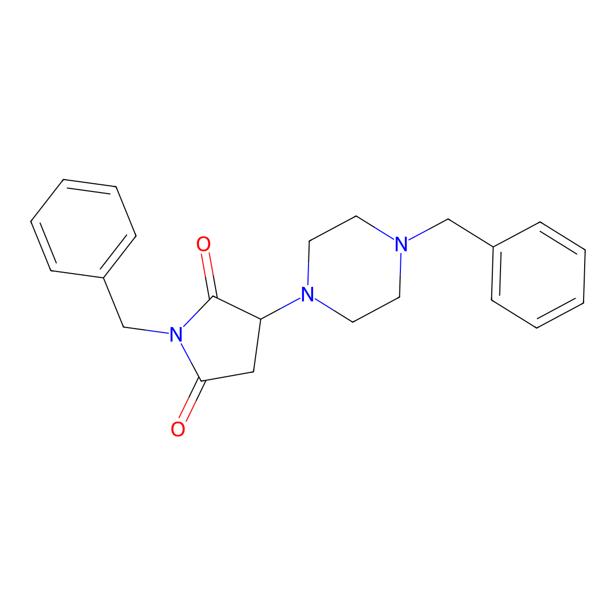 1-Benzyl-3-(4-benzylpiperazin-1-yl)pyrrolidine-2,5-dione molecular structure, CAS 491615-86-2