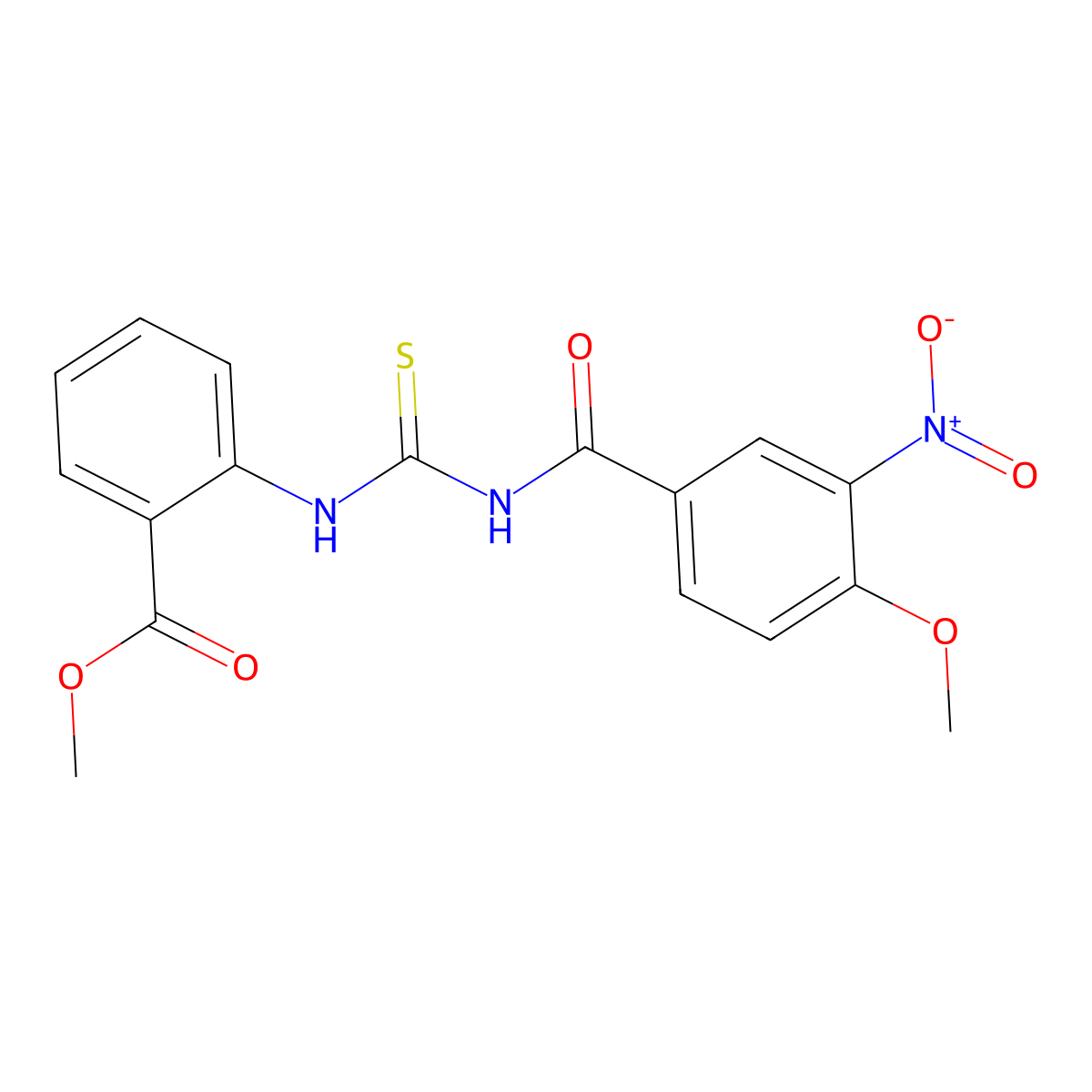 Methyl 2-[(4-methoxy-3-nitrobenzoyl)carbamothioylamino]benzoate molecular structure, CAS 491616-08-1