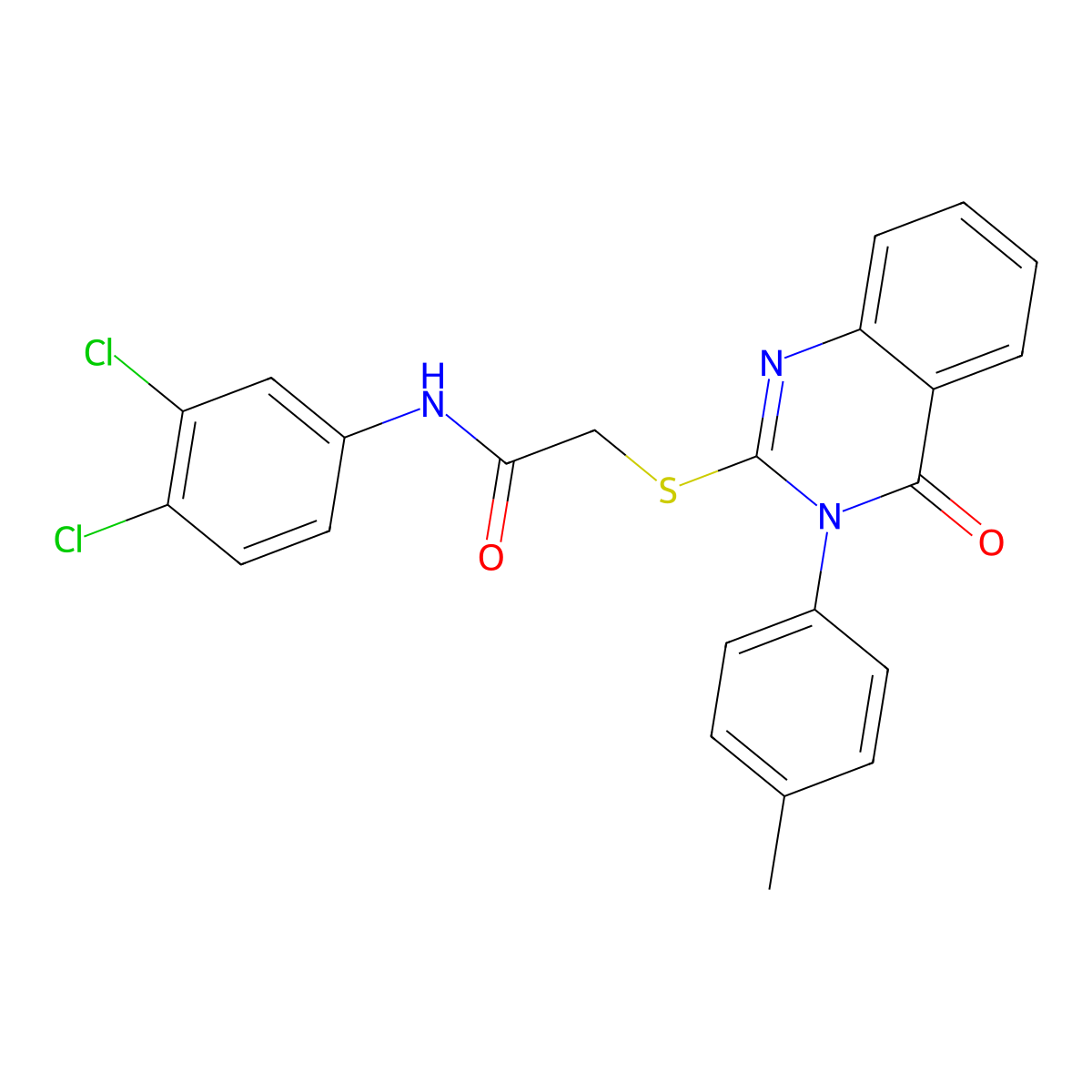 N-(3,4-dichlorophenyl)-2-{[3-(4-methylphenyl)-4-oxo-3,4-dihydroquinazolin-2-yl]sulfanyl}acetamide molecular structure, CAS 491630-10-5