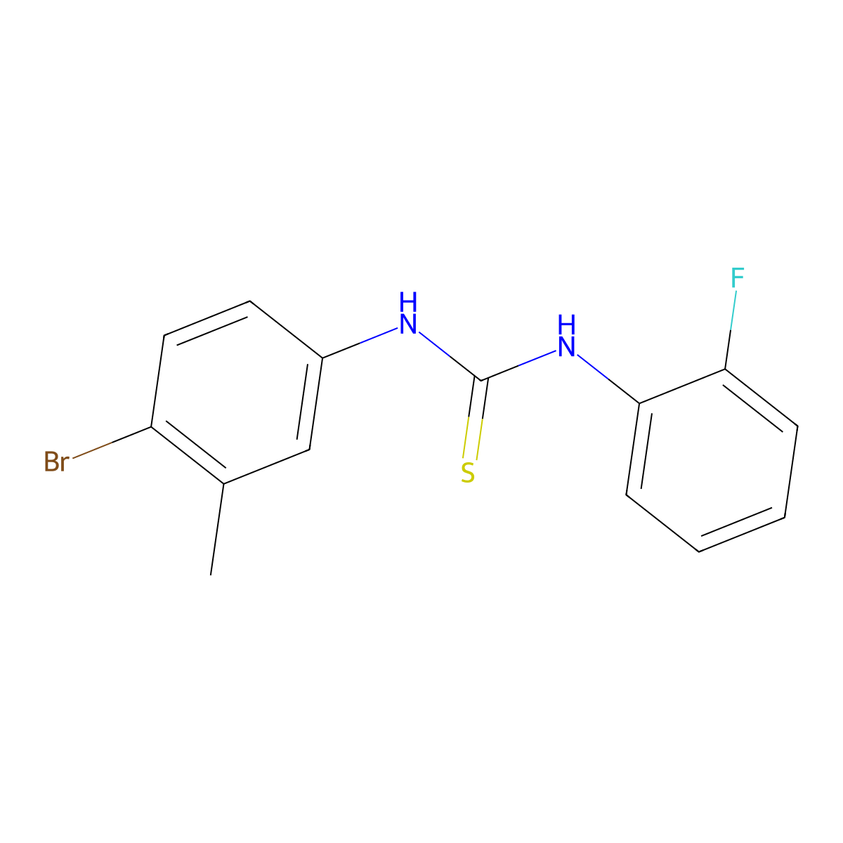 1-(4-Bromo-3-methylphenyl)-3-(2-fluorophenyl)thiourea molecular structure, CAS 491641-00-0