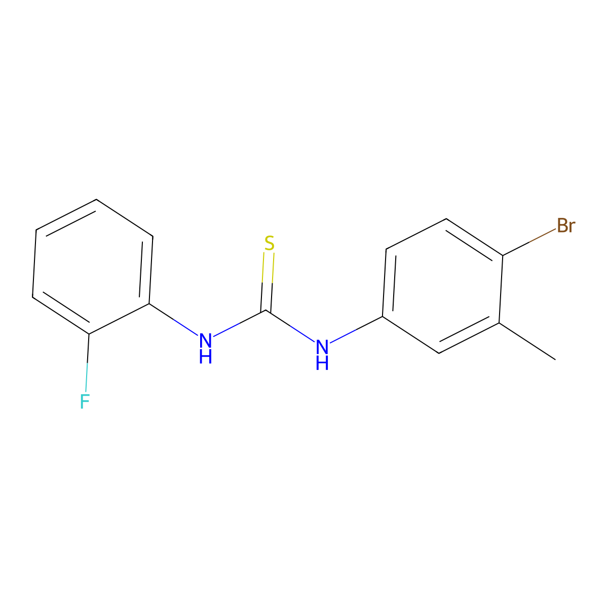 1-(4-Bromo-3-methylphenyl)-3-(2-fluorophenyl)thiourea molecular structure, CAS 491641-00-0