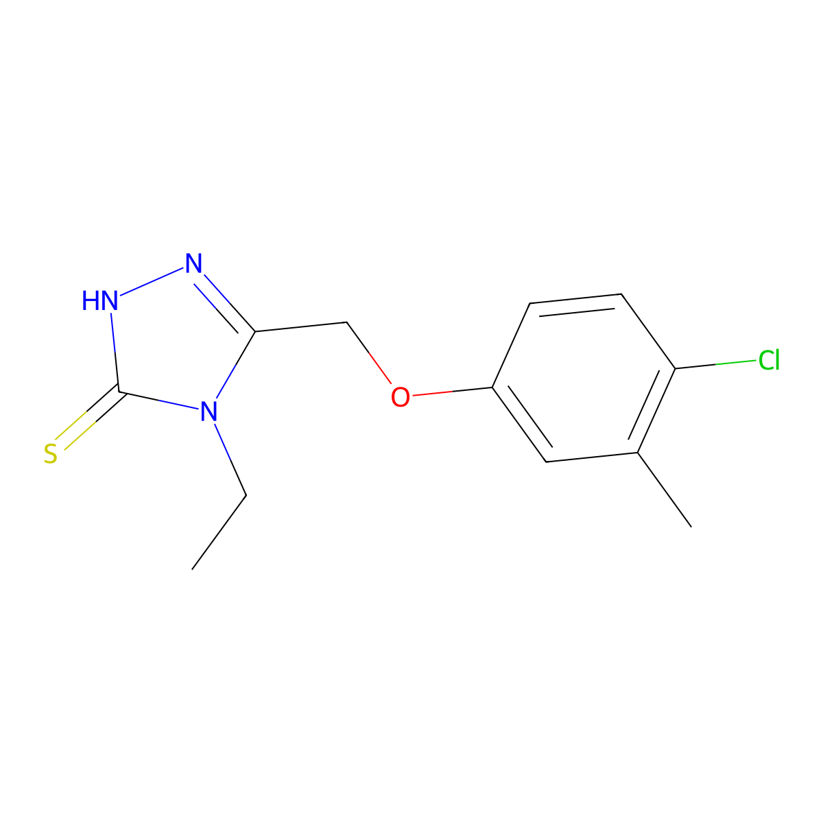 5-((4-Chloro-3-methylphenoxy)methyl)-4-ethyl-2,4-dihydro-3H-1,2,4-triazole-3-thione molecular structure, CAS 491647-37-1