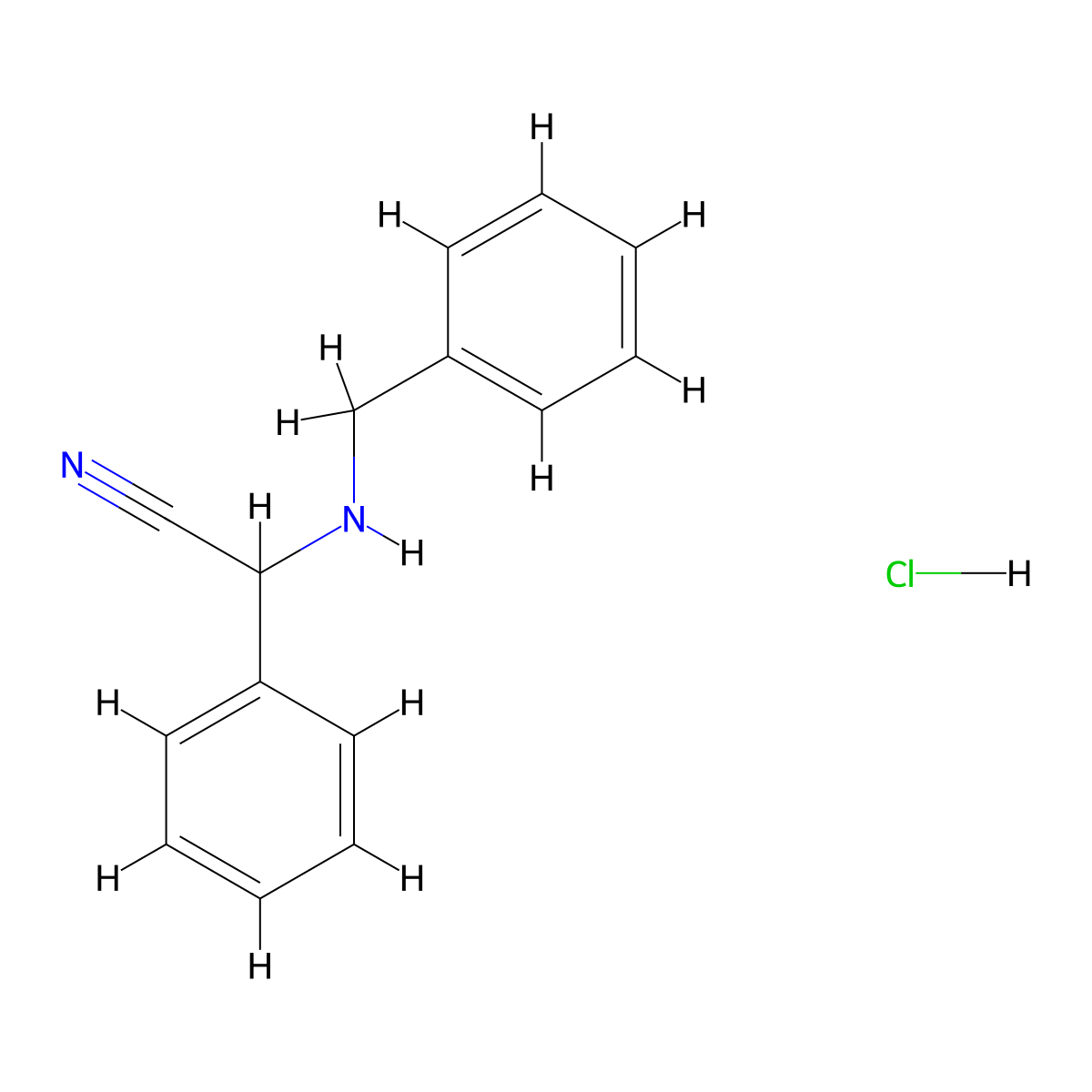 2-(Benzylamino)-2-phenylacetonitrile hydrochloride molecular structure, CAS 4918-06-3