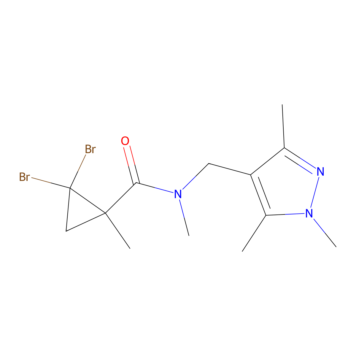 2,2-dibromo-N,1-dimethyl-N-[(1,3,5-trimethyl-1H-pyrazol-4-yl)methyl]cyclopropanecarboxamide molecular structure, CAS 491828-55-8