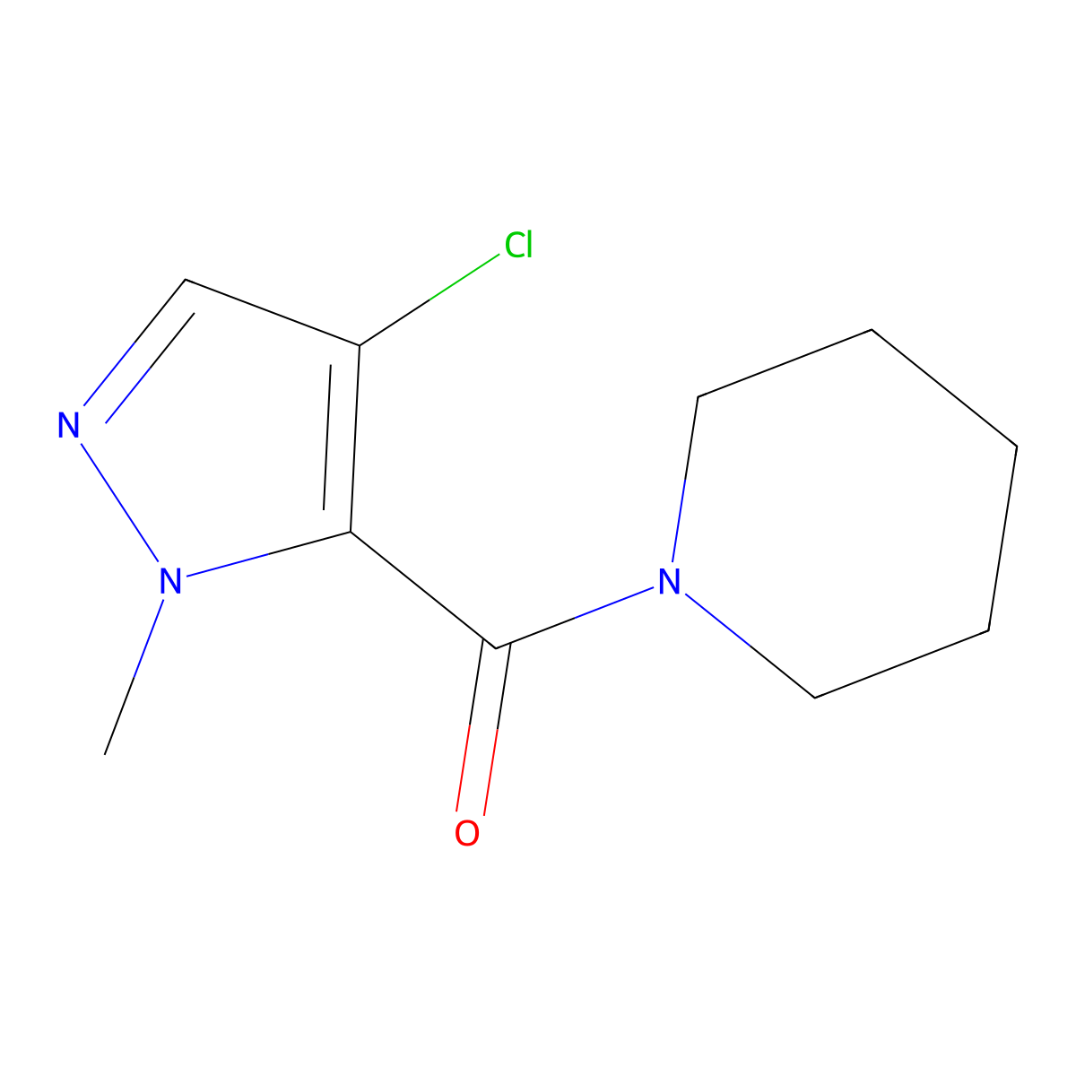 1-(4-chloro-1-methyl-1H-pyrazole-5-carbonyl)piperidine molecular structure, CAS 491828-56-9