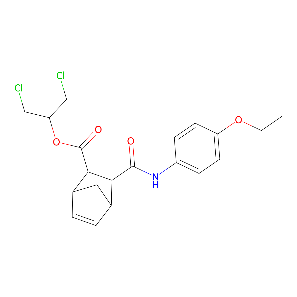 2-Chloro-1-(chloromethyl)ethyl 3-[(4-ethoxyanilino)carbonyl]bicyclo[2.2.1]hept-5-ene-2-carboxylate molecular structure, CAS 491828-84-3