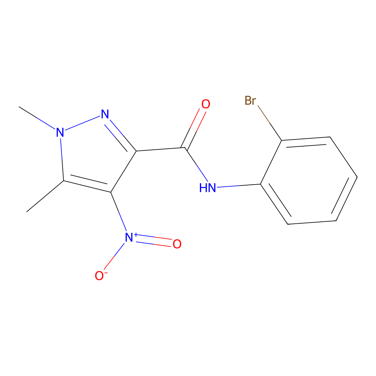 N-(2-bromophenyl)-1,5-dimethyl-4-nitropyrazole-3-carboxamide molecular structure, CAS 491828-85-4